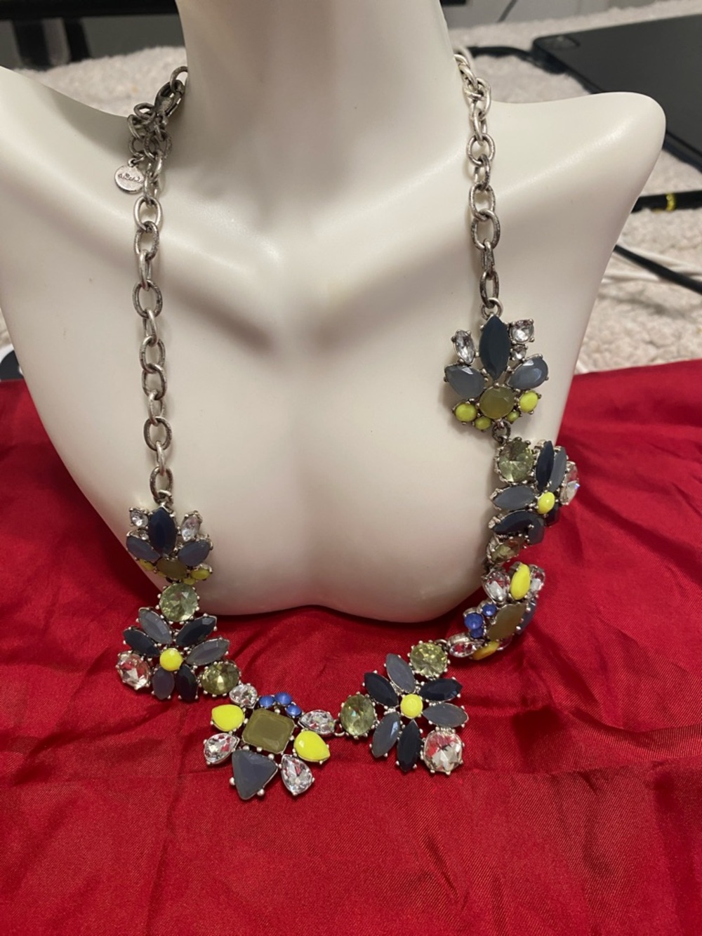 Stella & Dot Silver Statement Necklace Bohemian Style